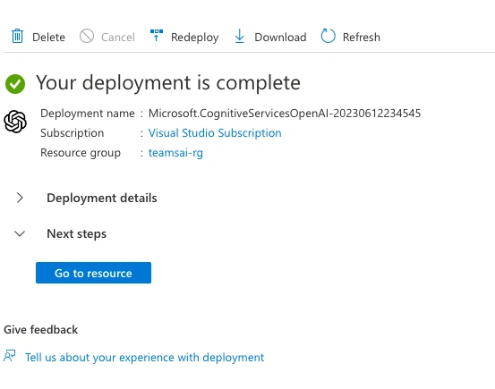 Get Azure Open AI Keys and Endpoint