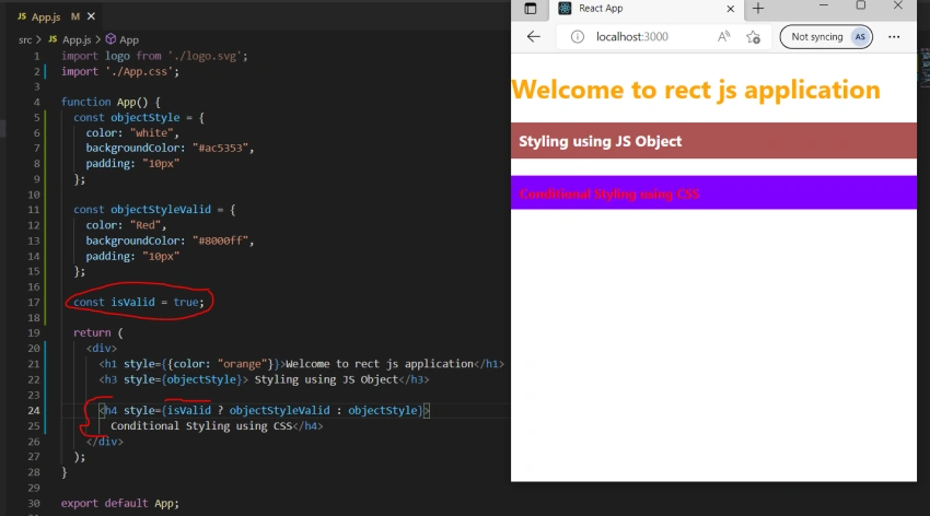 How to handle conditional Styling in React JS