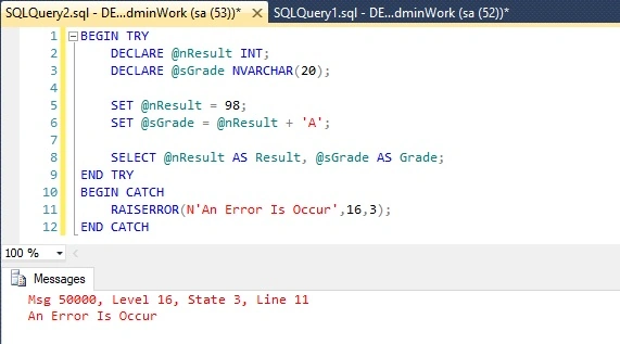 How To Handle Exception In SQL Server