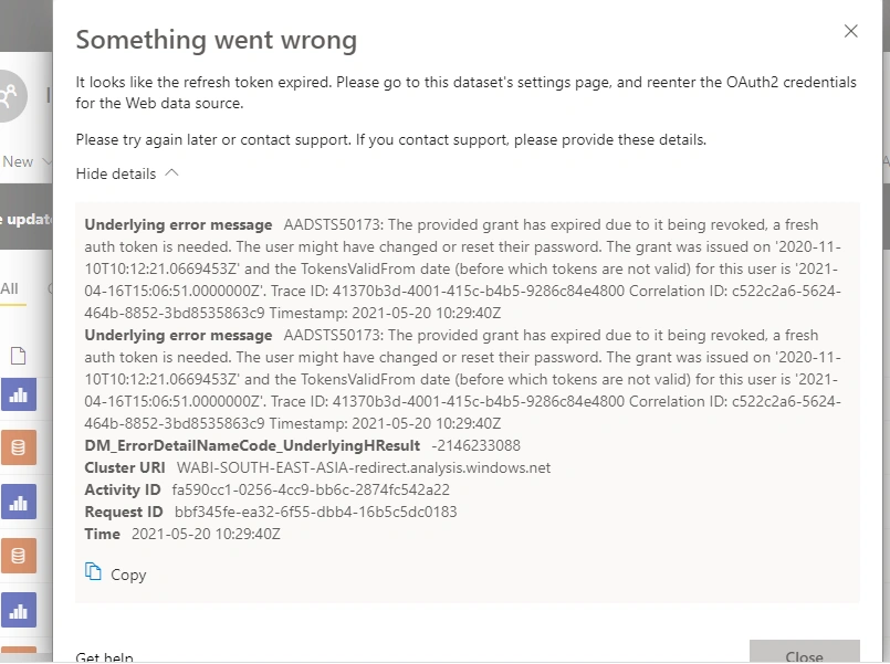 How To Handle Power BI Data Refresh Error - Refresh Token Expired