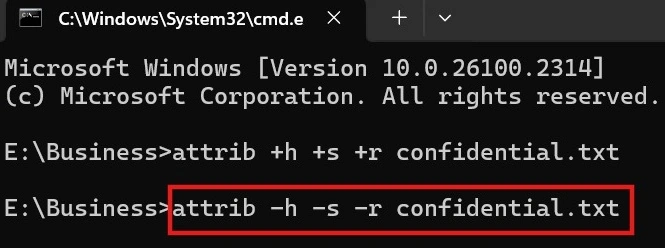 Unhide file