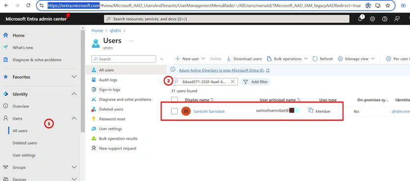 Account associated with the form