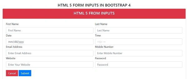 Forms In Bootstrap Output