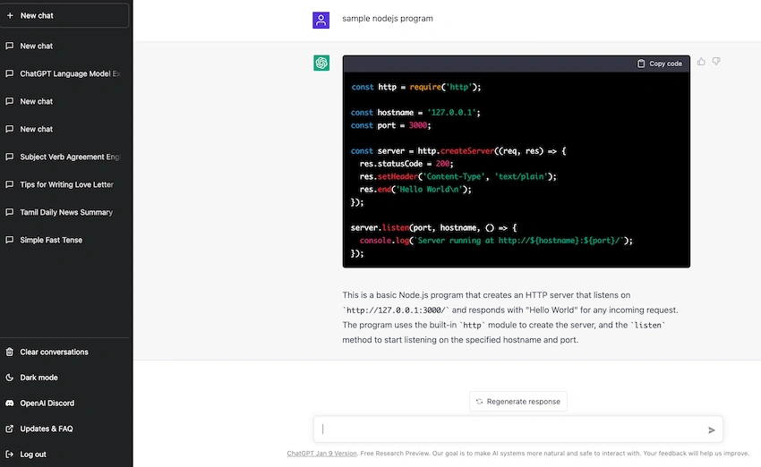 Implementing ChatGPT in NodeJS