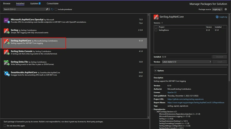 Serilog ASP.NET