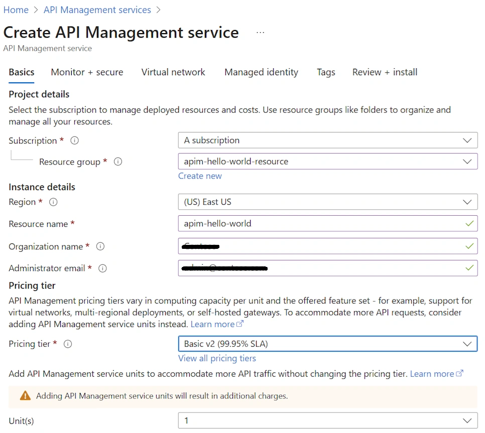 Create API Management service