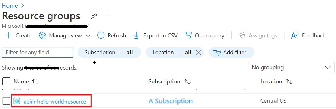 Resource group page
