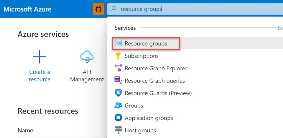 Search Resource groups