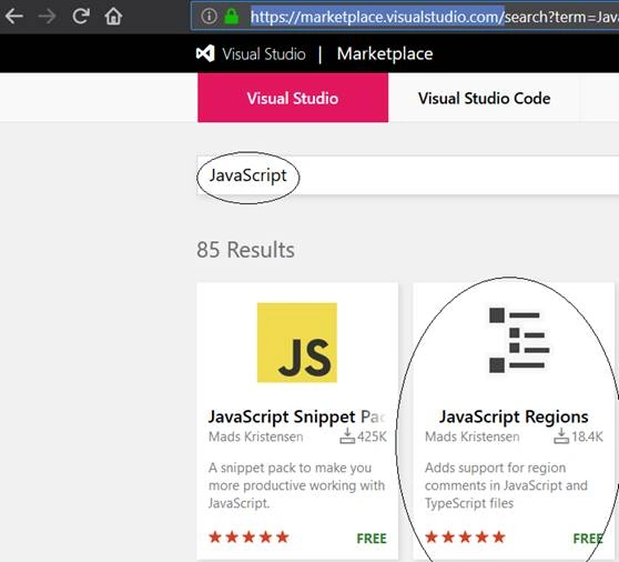 Include Regions In TypeScript While Working In Visual Studio CodeVisual Studio Marketplace - JavaScript Regions search