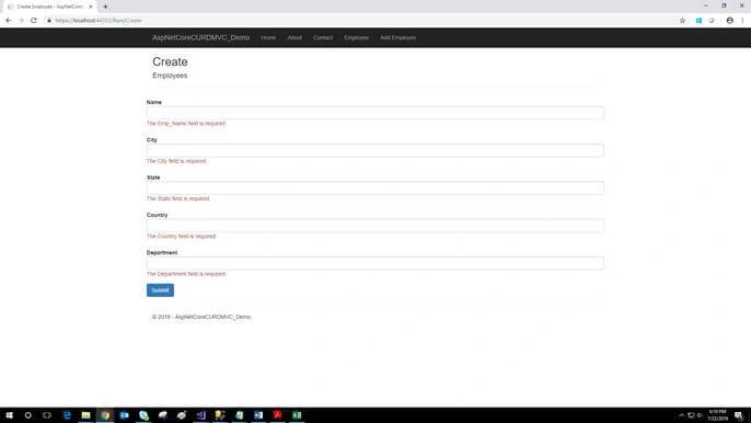How To Insert Data To Database Using Model In ASP.NET Core 2.1 MVC Using ADO.NET