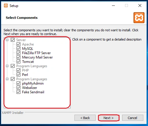 select the components