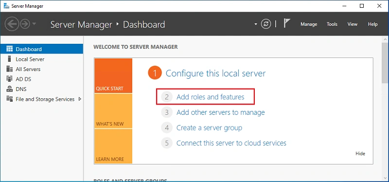 install DHCP server and configure Windows server