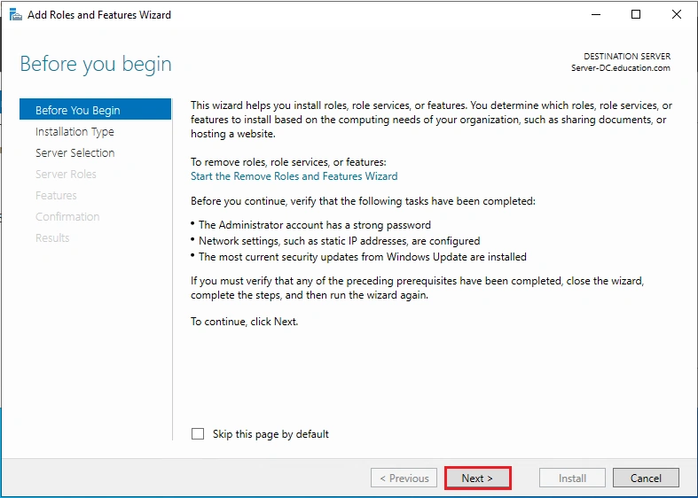 install DHCP server and configure Windows server