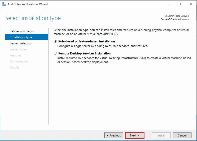 install DHCP server and configure Windows server