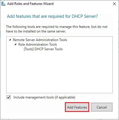 install DHCP server and configure Windows server