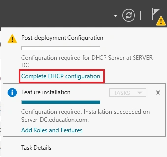 install DHCP server and configure Windows server