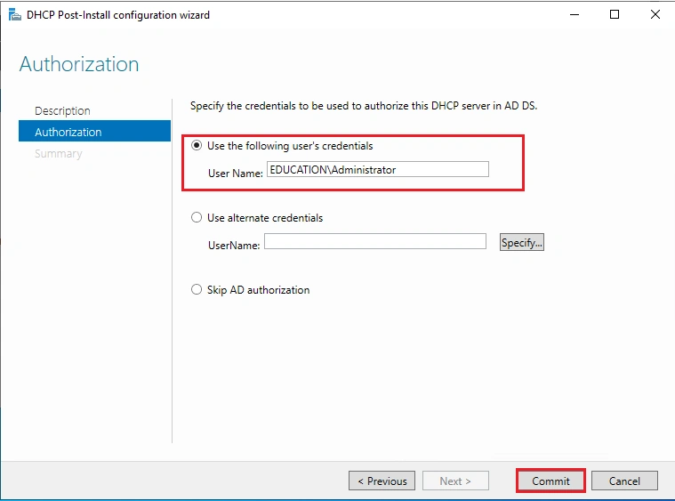 install DHCP server and configure Windows server