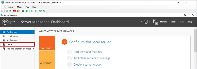 install DHCP server and configure Windows server