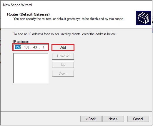 install DHCP server and configure Windows server