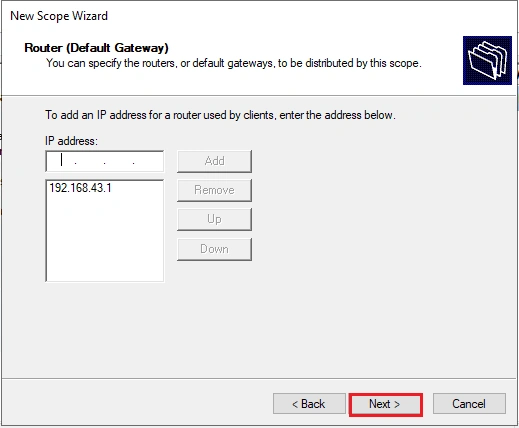 install DHCP server and configure Windows server
