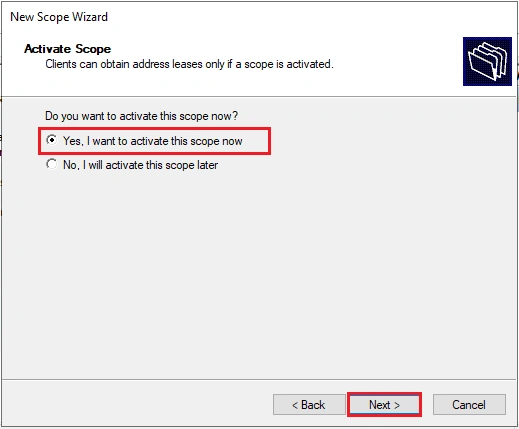 install DHCP server and configure Windows server