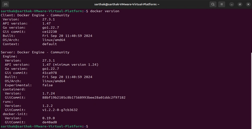 Verify the Docker Installation- Docker Version