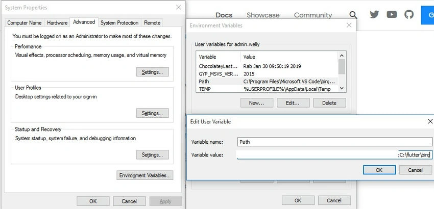 Edit environment variables