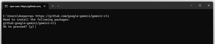 NPX command in terminal or in command promt