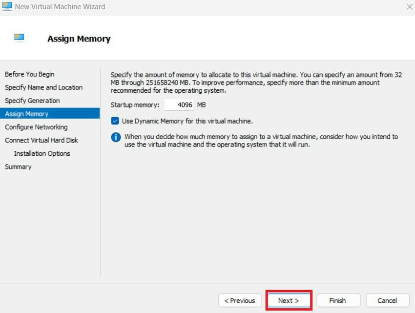 Assign memory