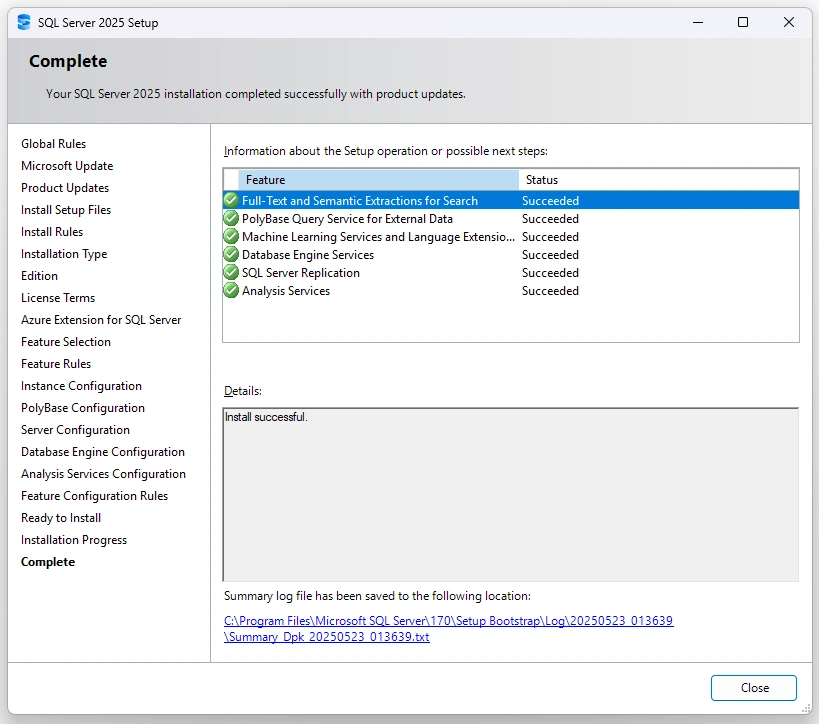 Installation and Configuration Completed
