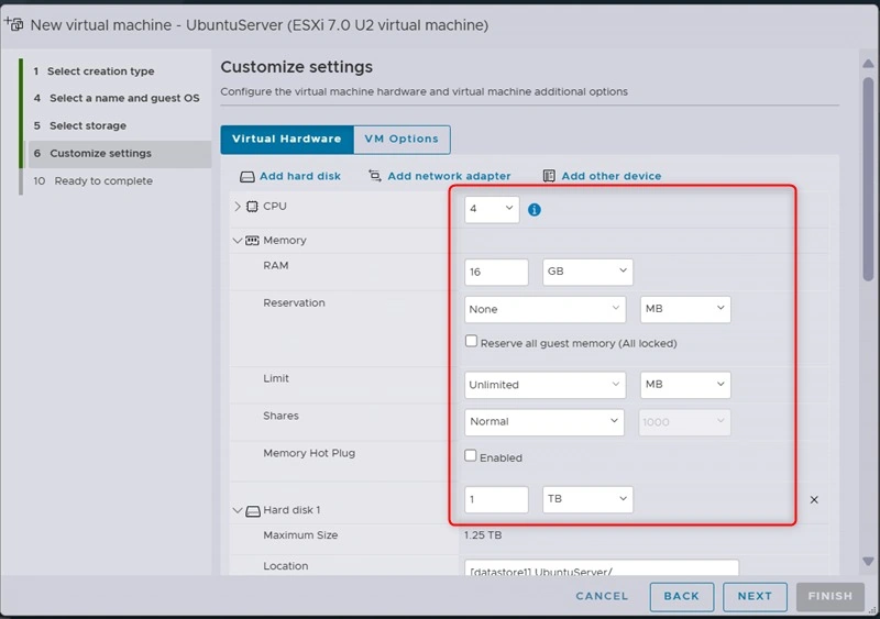 Customize setting