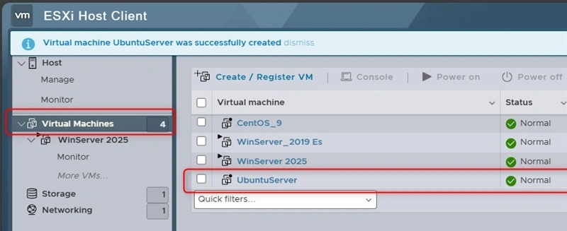 ESXi dashboard