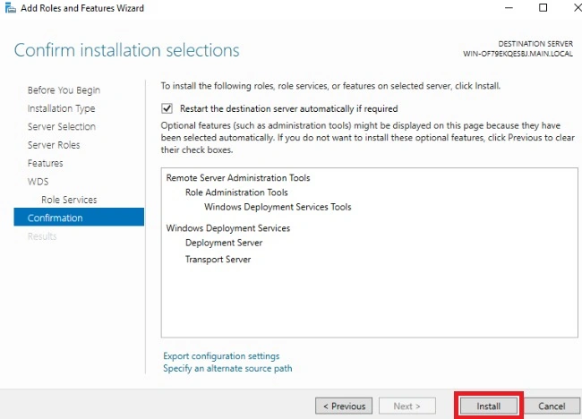 Confirm installation selections-