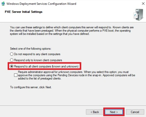 Pxe server initial settings