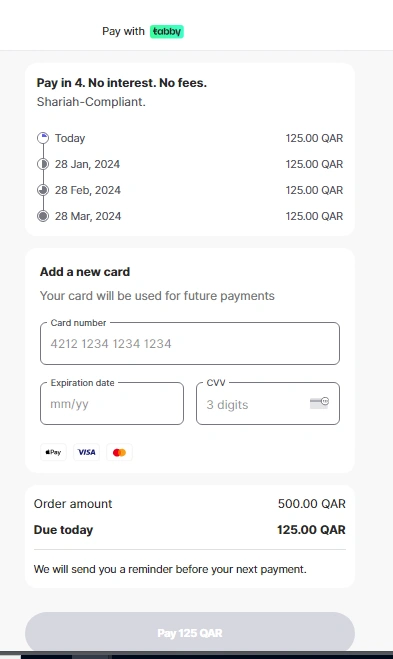 Pay with tabby