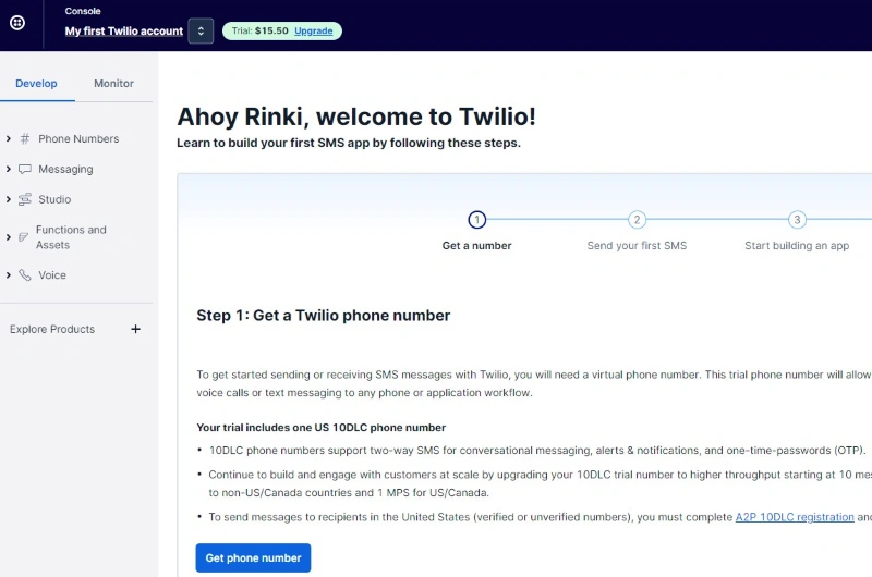Twilio Dashboard