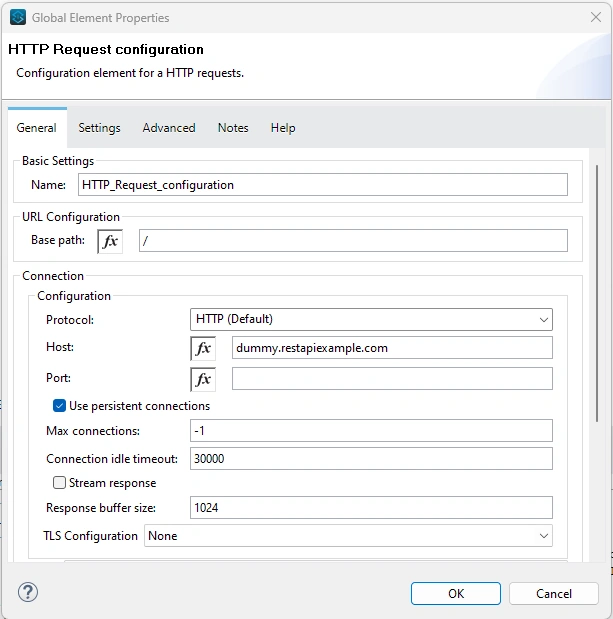 HTTP request configuration