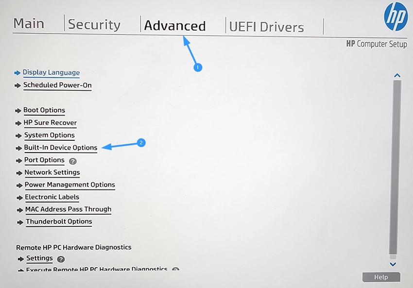 Navigate to the BIOS Settings