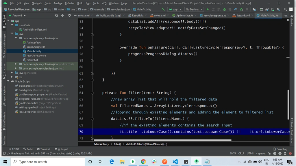 How To Load The Data To Recyclerview And Search The Data In Kotlin Android