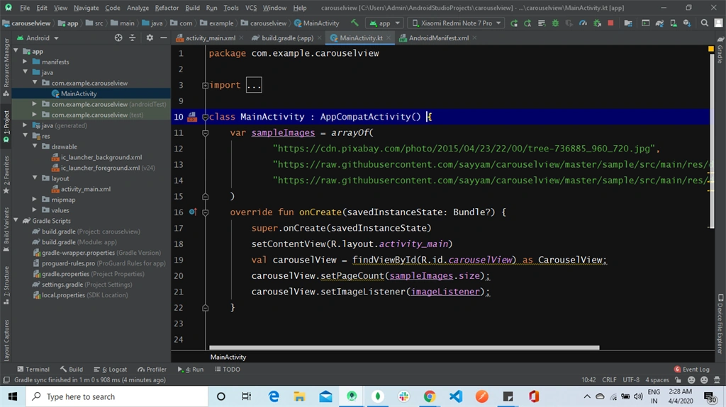 How To Load The ImageURL To carousel View Like E-commerce App Using Picasso In Kotlin