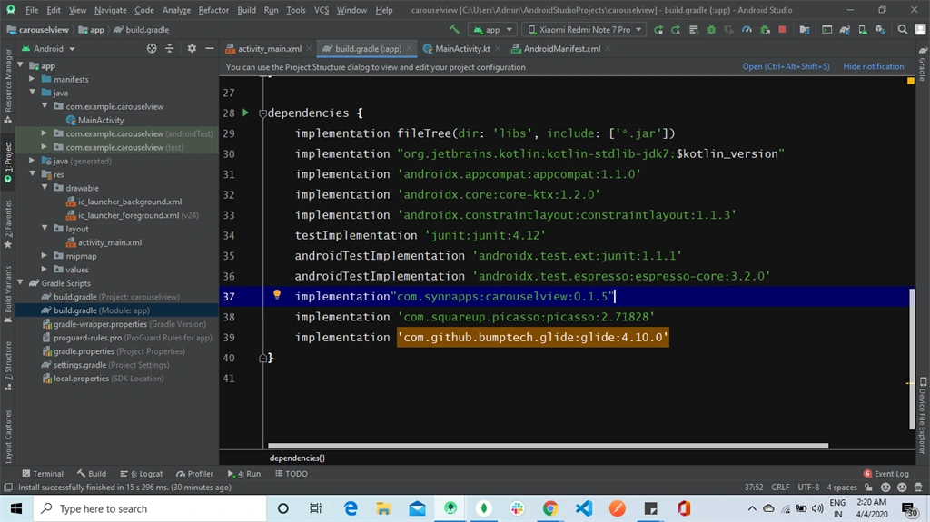 How To Load The ImageURL To carousel View Like E-commerce App Using Picasso In Kotlin