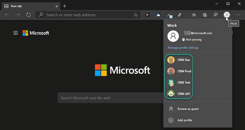 Login Multiple CRM Accounts In Microsoft Edge