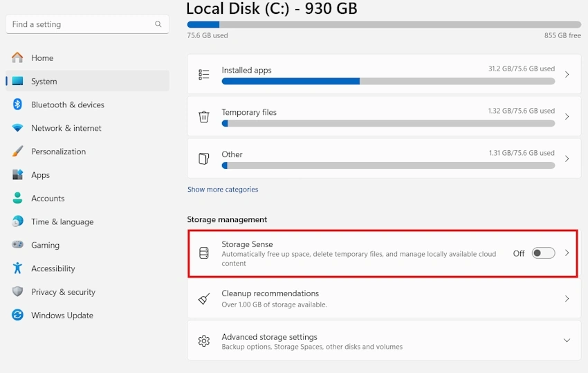 Storage Sense