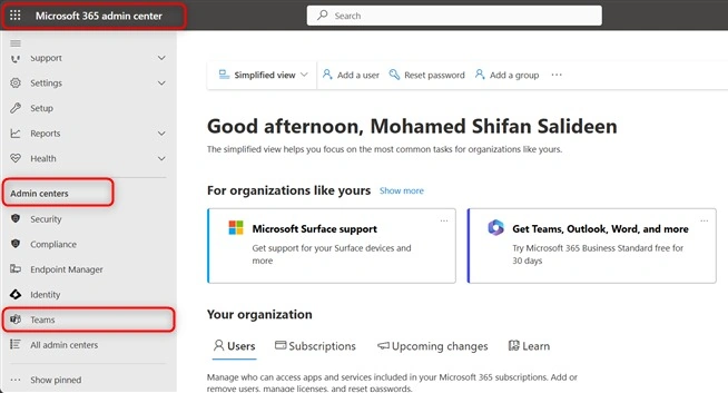 Teams Admin Center