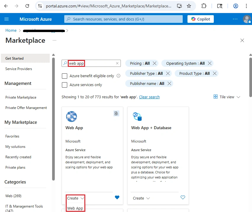 Marketplace page