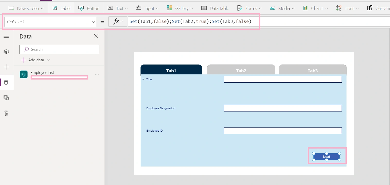 How To Navigate Among Tabs In PowerApps Form