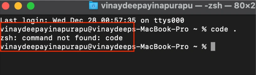 How to open the VS Code from the MAC OS terminal