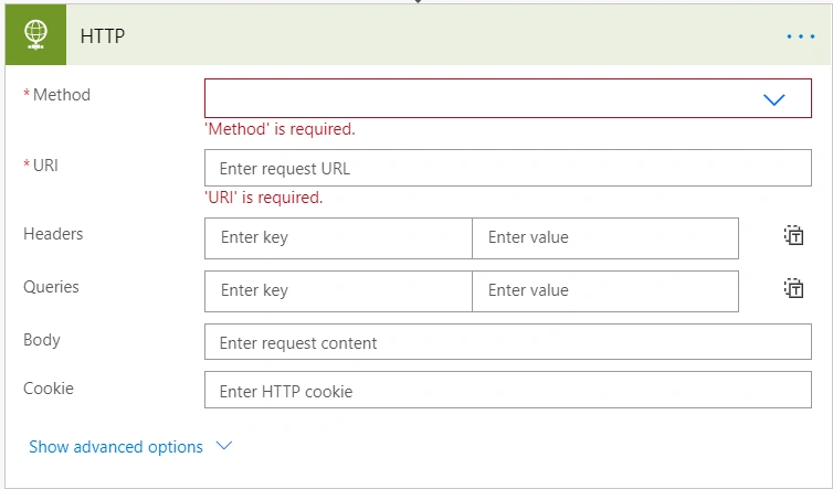 HTTP request action