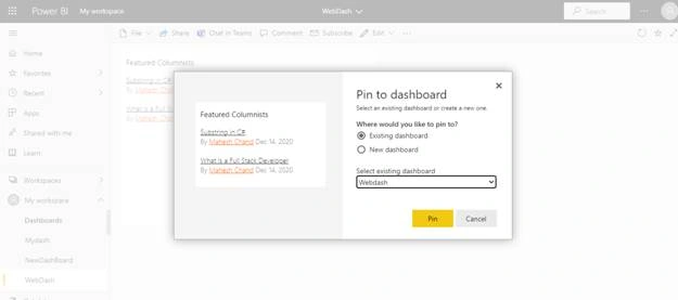 Existing dashboard