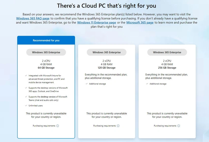Windows 365 Cloud PC cost